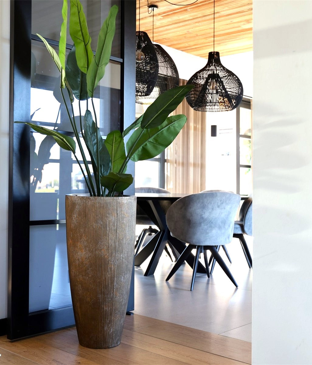 Java Bloempot - Luxe Dark Rustic Fiberstone Plantenbak