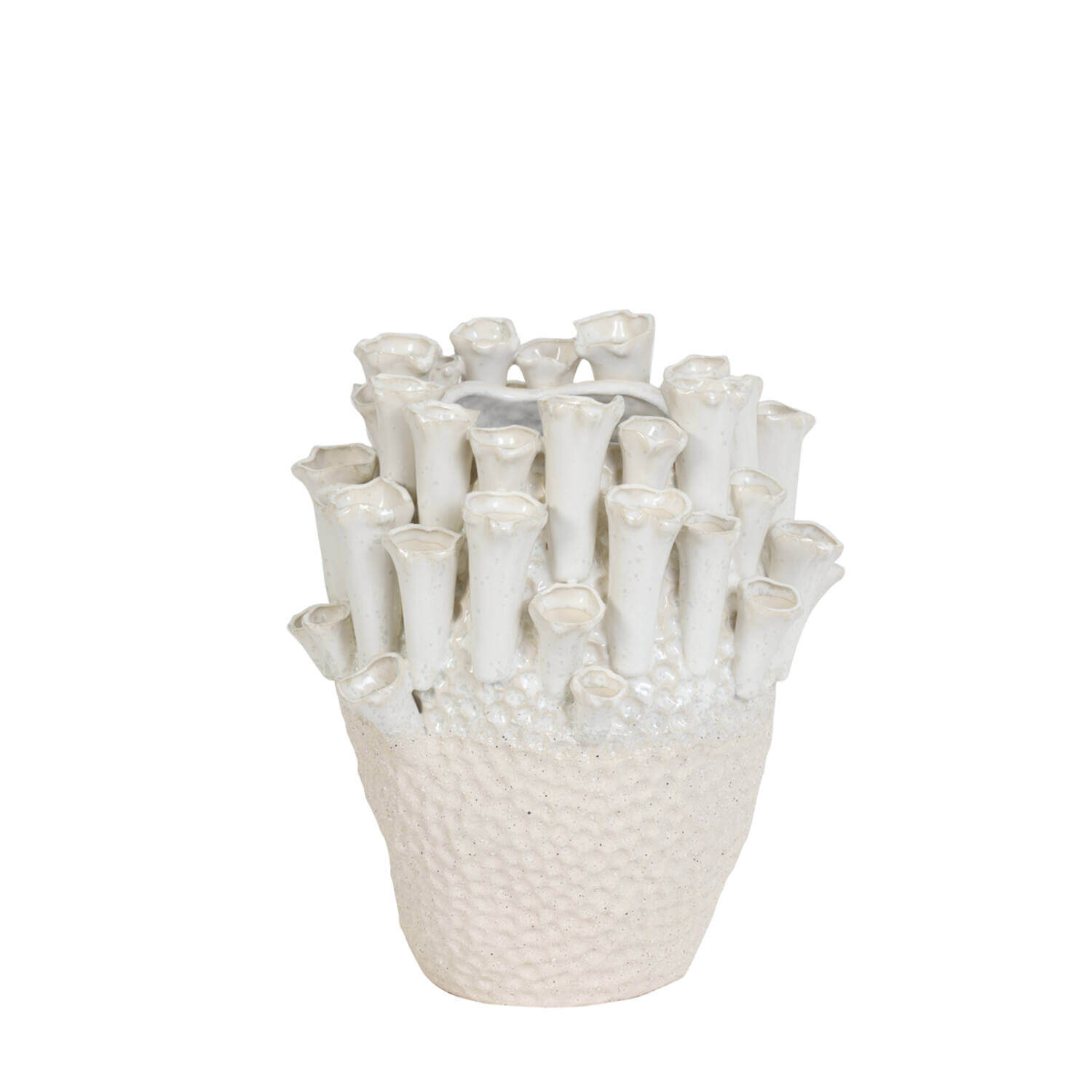 Tulpenvaas Kyral keramiek creme + wit