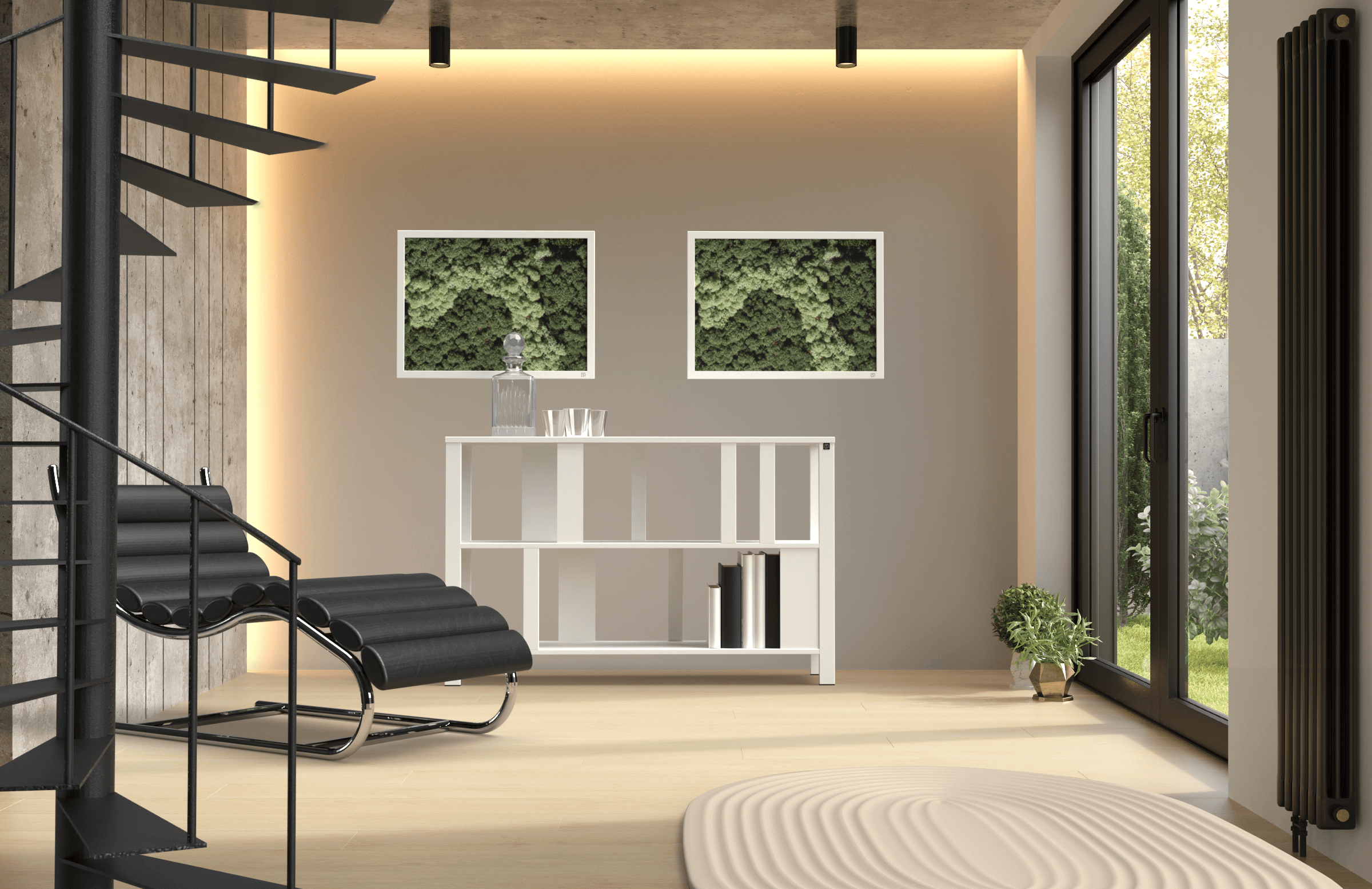 Mos wanddecoratie landscape wit