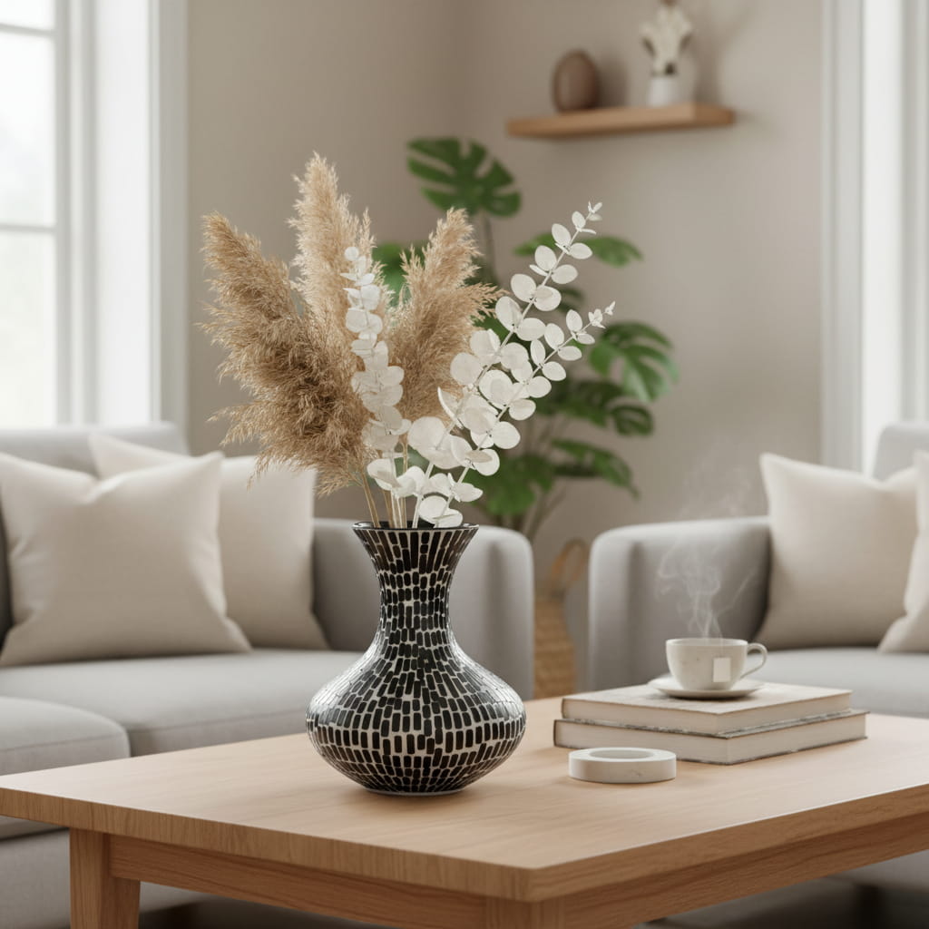 Vaas Mosa Bamboe design vaas in zwart en wit