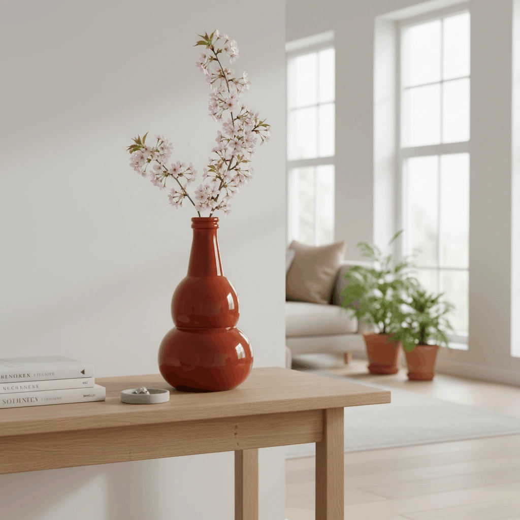 Vaas Rosso – sculpturale design vaas van rood glas