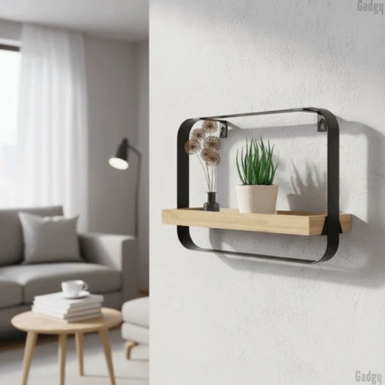 Wandplank Wandrek – Industrieel Metaal & Bamboe