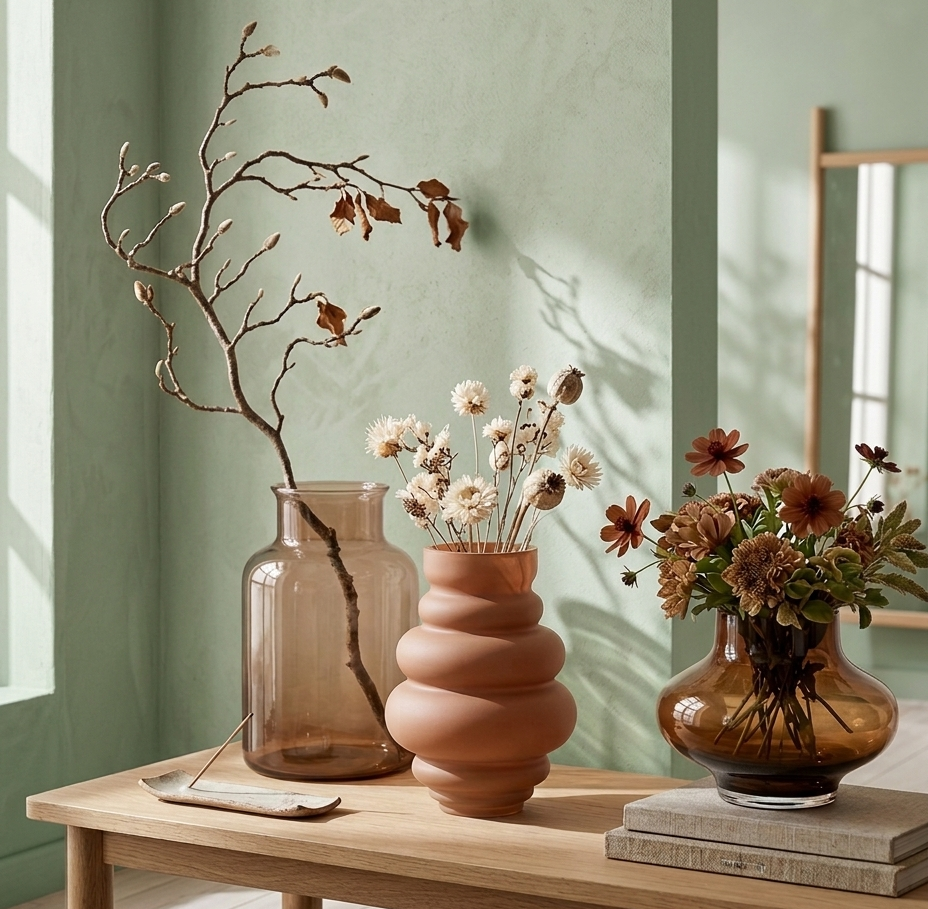 Vase Kama Taupe Ø15 x H21,5 cm – 4 Stück