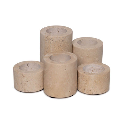 Travertine Waxinelichthouder - rond