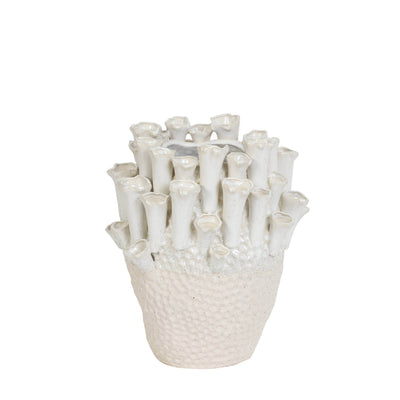 Tulpenvaas Kyral keramiek creme + wit