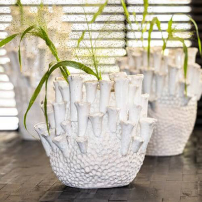 Tulpenvaas Kyral keramiek creme + wit