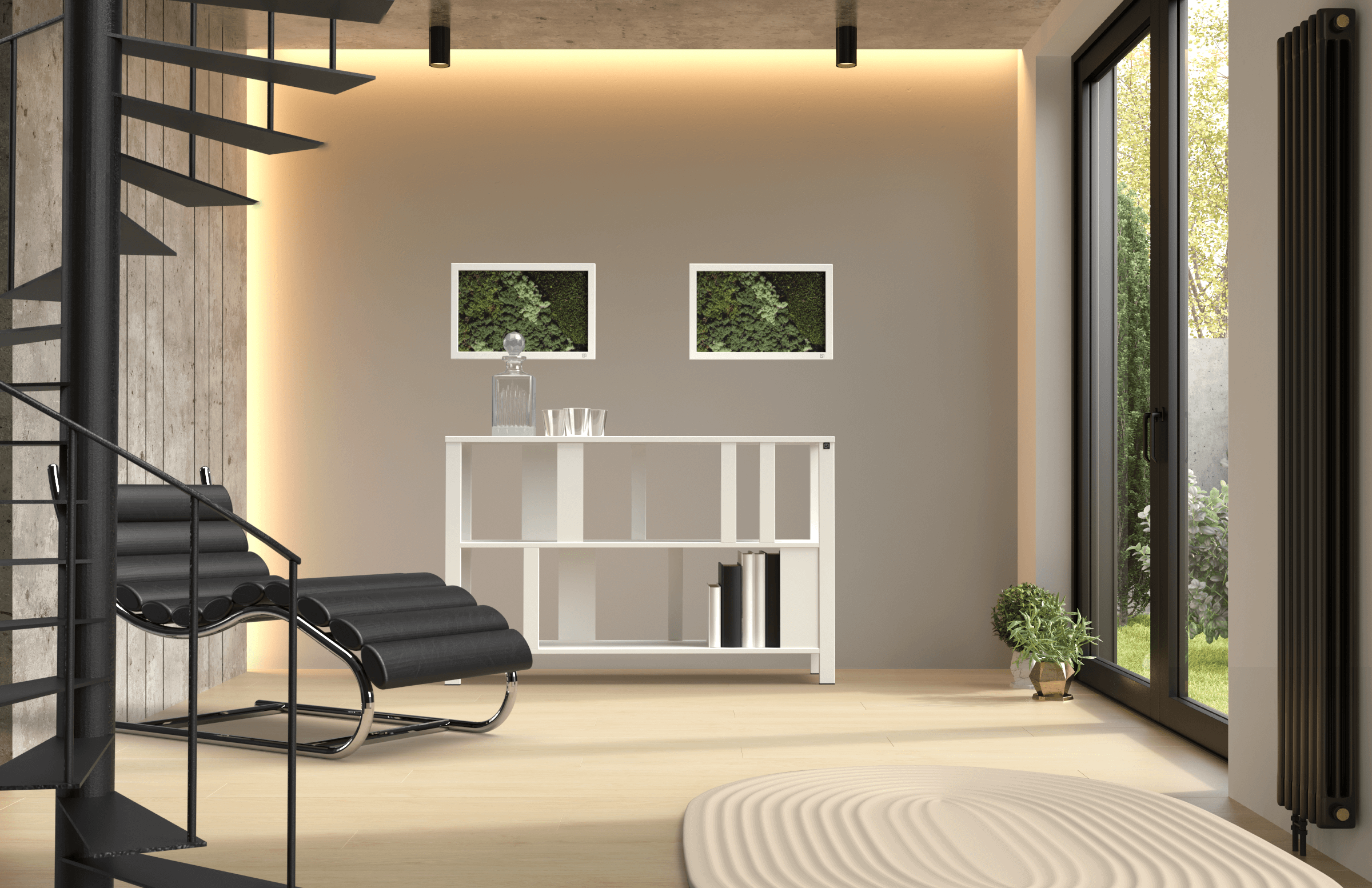 Mos wanddecoratie landscape wit