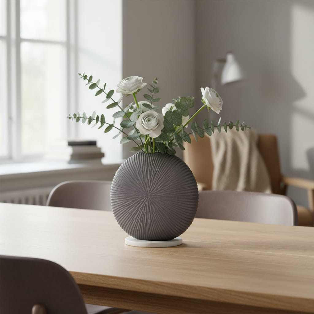 Vaas Riva – ronde design vaas met geribbelde textuur