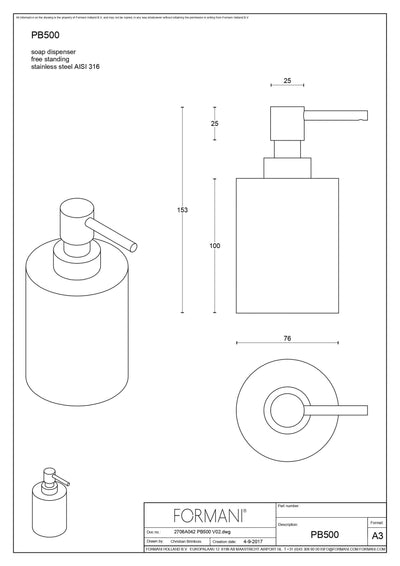Zeepdispenser by Piet Boon PB500 vrijstaand RVS mat zwart
