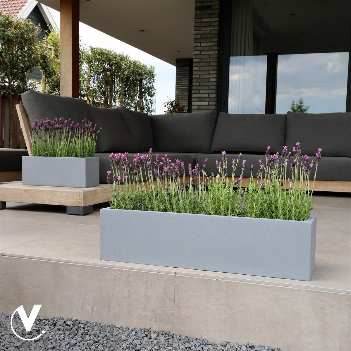 Pot Virginia M grey L80 x B20 x H20 cm 2 stuks