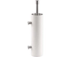 Toiletborstel Piet Boon PB303 met muurbevestiging mat roestvast staal AISI 316/wit Corian®