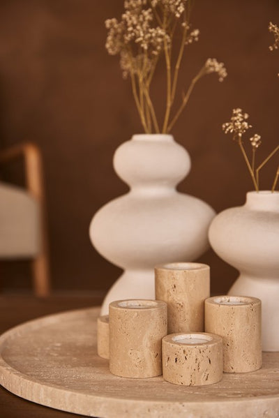 Travertine Waxinelichthouder - rond Default