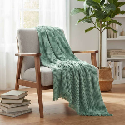 Amélie Home® Vintage Waffle Throw Blanket Groen