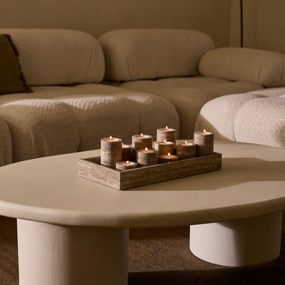Travertine Waxinelichthouder - rond