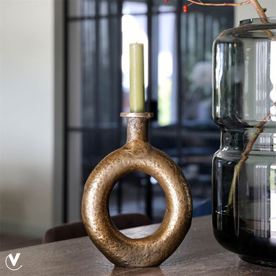 Kaarshouder Rocha S aged brass L16 x B4 x H21 cm (Aged Brass L16 x B4 x H21 cm)