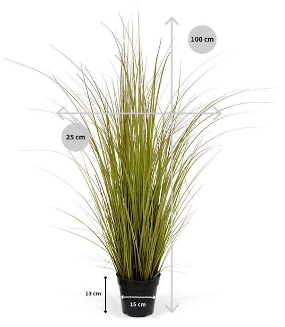 Kunstplant Gras in pot brown-green H100 cm (-leeg- H100 cm)