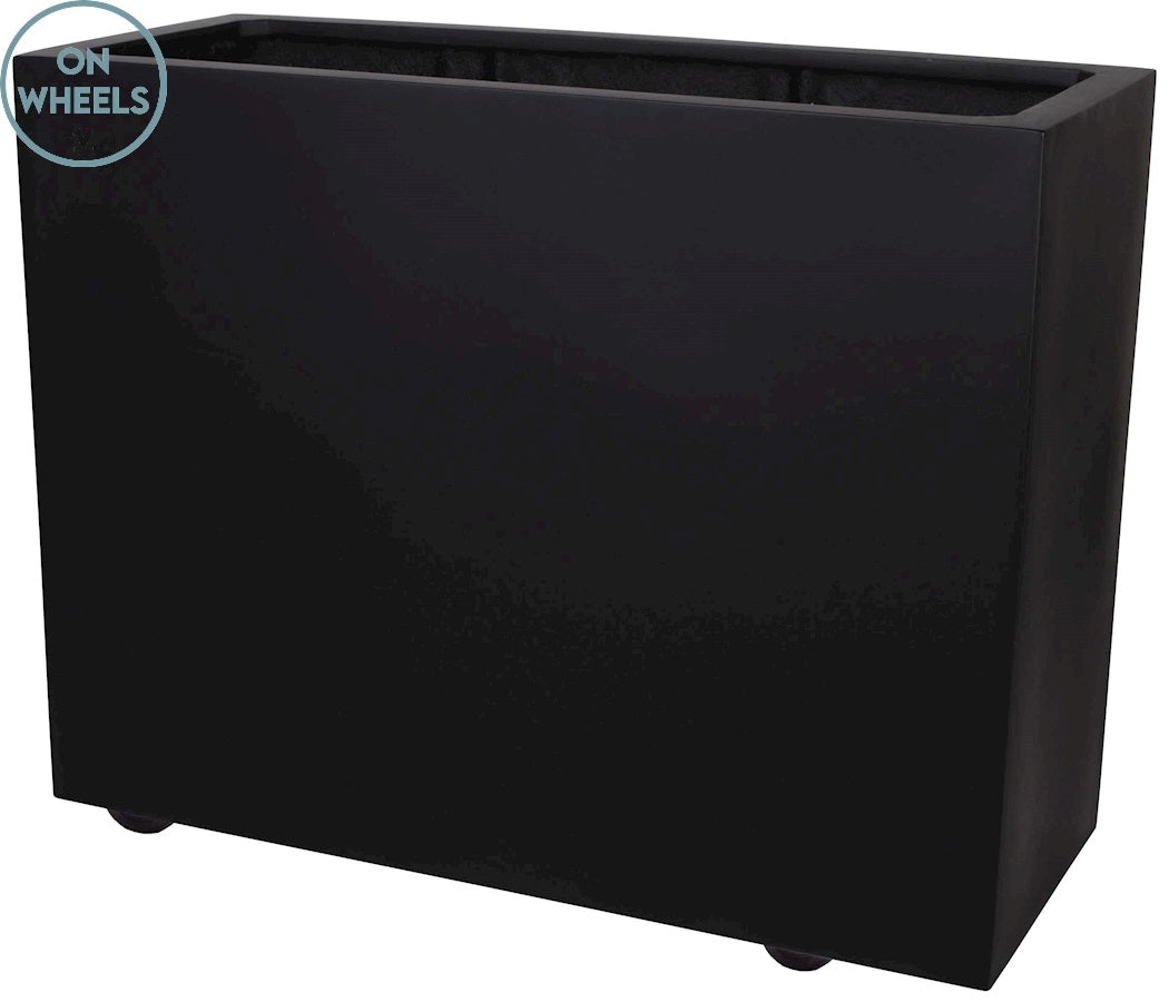 Pot Indiana XL on wheels black L100 x B40 x H80 cm  (Black L100 x B40 x H80 cm)