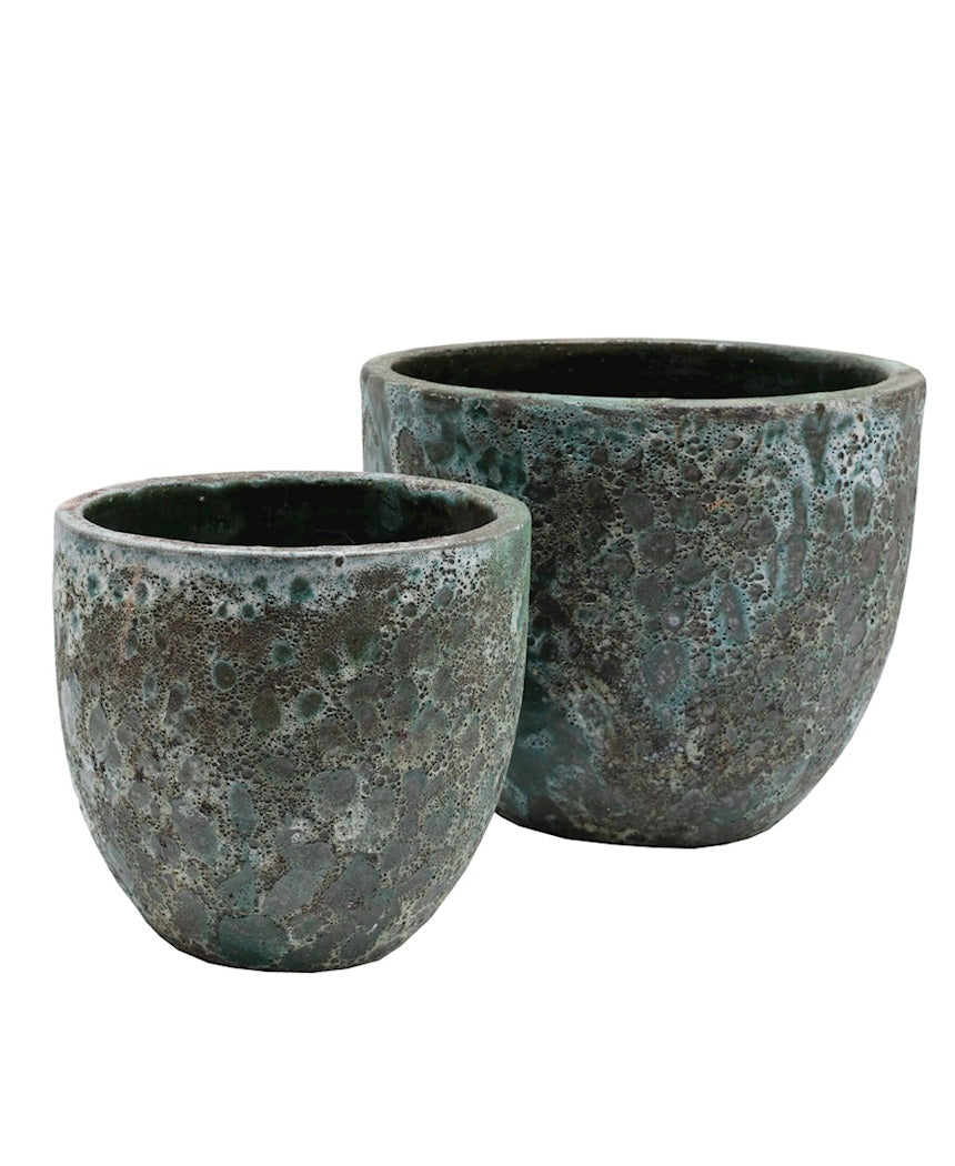 Pot Laki relic jade Ø36/35 x H34/25 cm 2 stuks (Relic Jade Ø36/35 x H34/25 cm)