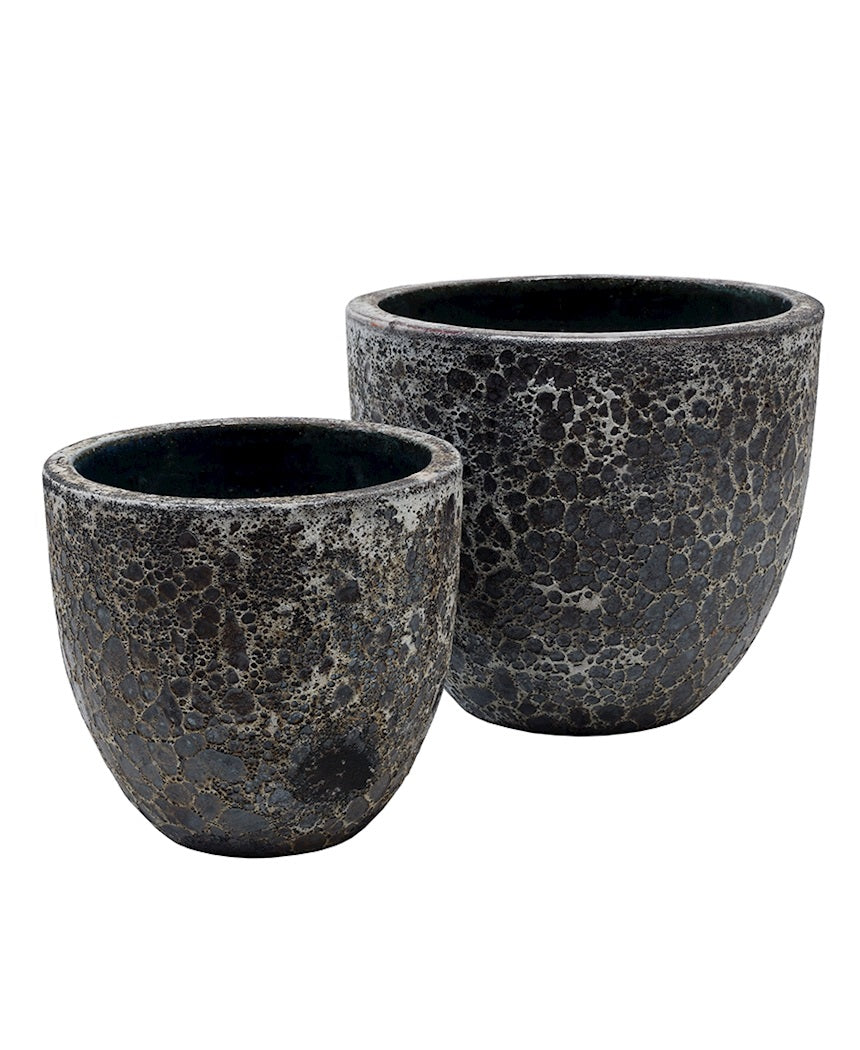 Pot Laki relic black Ø36/35 x H34/25 cm 2 stuks (Relic Black Ø36/35 x H34/25 cm)