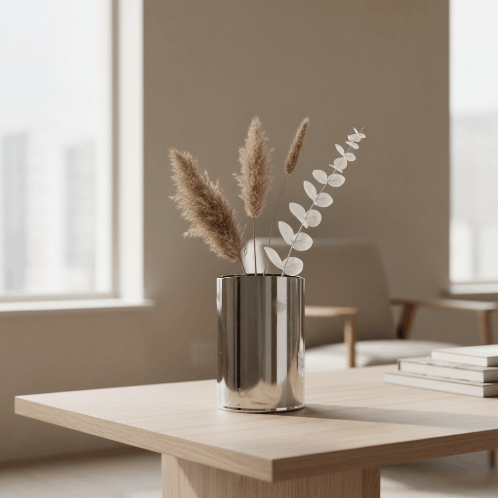 Vaas Noir – cilindervormige design vaas van rookglas