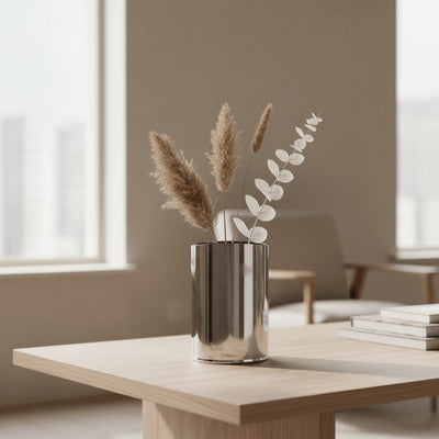 Vaas Noir – cilindervormige design vaas van rookglas